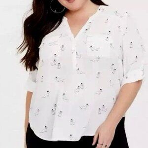 Torrid - NWT  Harper Georgette Dachshund Dog Sz 3 Top - 3/4‎ Sleeve Pullover